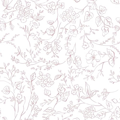 Timeet Selbstklebende Tapete Weiß und Rosa Blumen Klebefolie Botanischer Möbelfolie Selbstklebend Textur Möbelaufkleber Wasserfest Vinyl Folie für Möbel, Küche 44x300CM