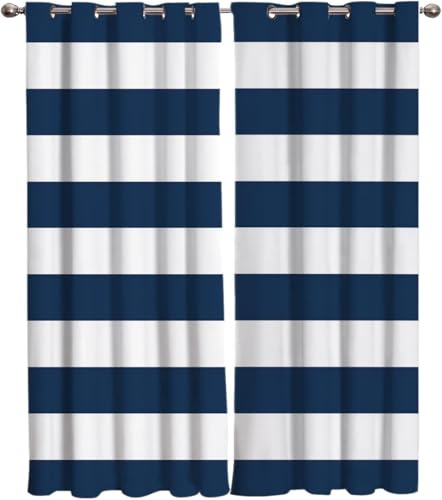 Aozhiswe Tende per Interni Banda Tende Oscuranti Blu Navy, Tenda Salotto Camera da Letto 3D per Finestre Decorare per Casa Tenda Termiche Isolanti 140x175 cm 2 Pezzi a.3226