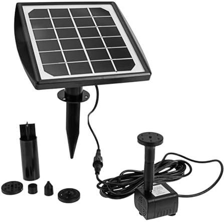 FONDOTIN Solarbetriebener Freiluftbrunnen mit Solar Wasserbrunnenpumpe Automatische Funktion ABS für Garten und Hofdekor