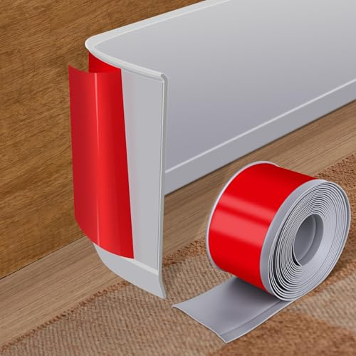 Vinyl Baseboard Molding Trim 15cm x 6.1m Peel and Stick Baseboard Trim Flexible PVC Cove Base Moulding Self-Adhesive Trim for Garage Bathroom Cabinet Floor Walls, Gray
