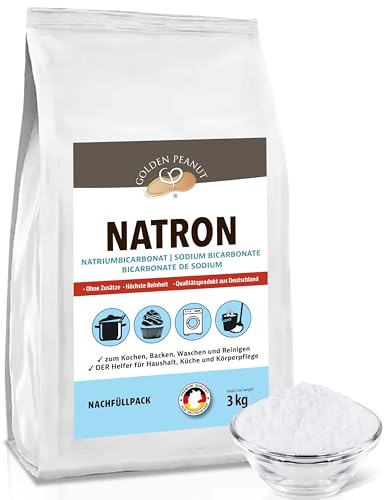 GOLDEN PEANUT Natron Pulver 2 x 3 kg Natriumhydrogencarbonat Backsoda Backpulver Wasch-Soda Lebensmittelqualität aus Deutschland Nachfüllpack