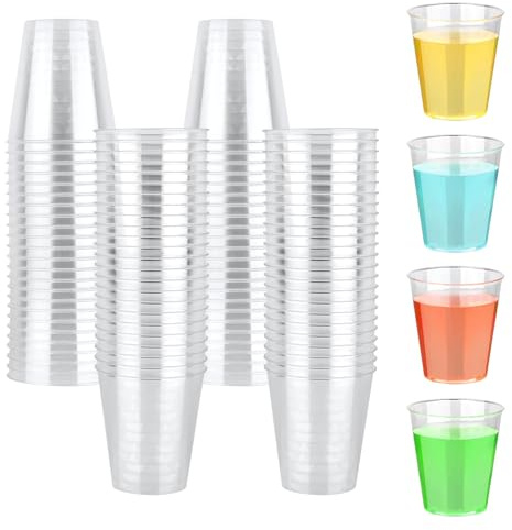 CoKeeSun 100 PCS Hard Plastic Shot Glasses 50ml Reusable Shot Glass, Small Clear Cups Jelly Shots Set, Mini Sample Tasting Cups for Weddings,Party, Festival, BBQ