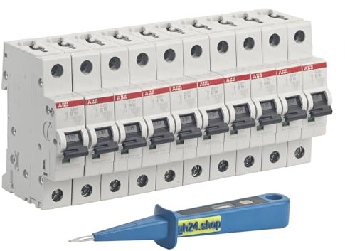 10 Stück ABB S201-B16 Leitungsschutzschalter B16A 1-polig 6kA + gh24 Phasenprüfer