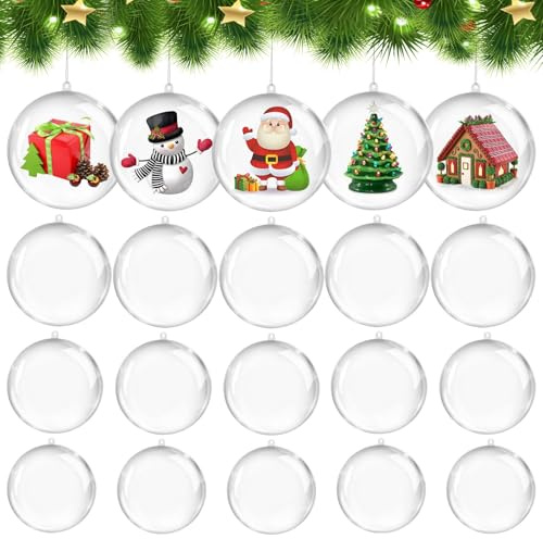 XIMISHOP 20 Stück Weihnacht Transparent Kunststoffkugel,Ø 5 cm Ø6 cm Ø7 cm Ø8 cm Transparente Plastikkugeln Christbaumkugeln Zum Befüllen Für Weihnachten Deko Christbaumschmuck Party Indoor