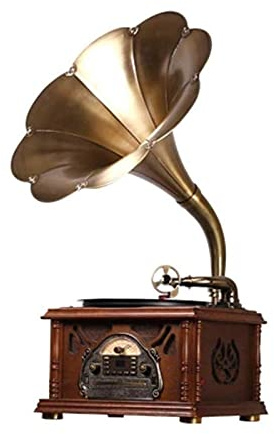 KOSHSH Hi-Fi&Home Turntable Record Player 3 Speeds with Subwoofer Speaker Portable Version Gramophone Big Horn Gramophone kxtmm