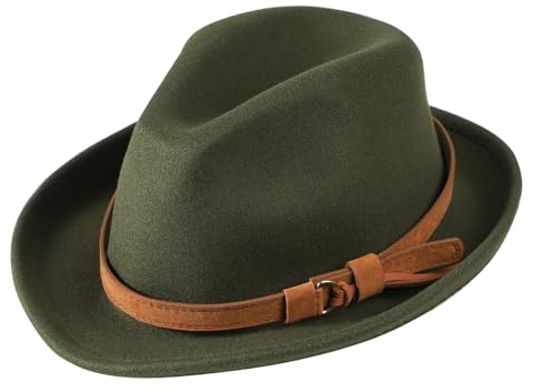 LONTG Fedora Hut Herren Filz Jazzhut Unisex Trekkinghut Kunstwolle Filzhut mit Gürtelschnalle Vintage Wollfilzhut Elegant Wollhut Klassisch Trilbyhut Männer Frauen Glockenhut für Outdoor Reisen