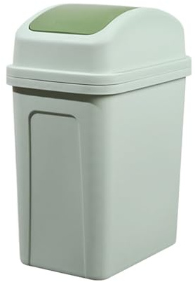 Mülleimer Küche mit Schwingdeckel 10L, Geruchsdicht Abfalleimer geruchsdicht mit deckel, Robust Recycelbarer Kunststoff Papierkorb Rechteckig Tonne für Abfall, Recycling, Familie, Büro (Grün)