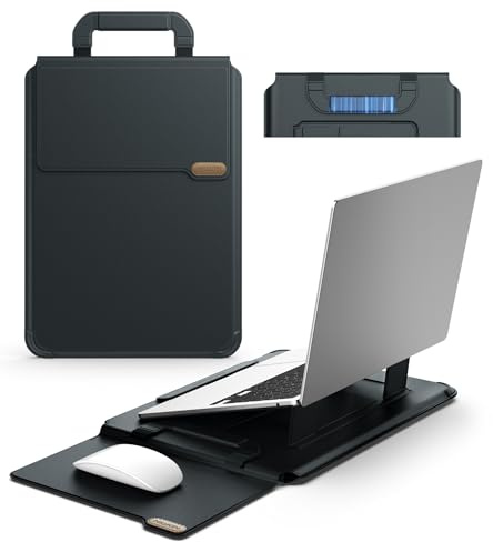 Nillkin Laptop Hülle 13–14 Zoll, MacBook Neo/Air/Pro Hülle Mit Ständer Und Mauspad & Dünne Laptoptasche Leder, Kompatibel Mit MacBook Air/Pro/neo Tasche, Lenovo, Dell, Hp,Samsung,MSI,Schwarz