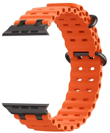 TiMOVO Ocean klockarmband kompatibel med Apple Watch Ultra 3/2/1 49 mm, ventilerande sportband med förbättrad metallkontakt för män och kvinnor, 42(series1-3)/44/45/46/49mm, Silikon, Ingen ädelsten