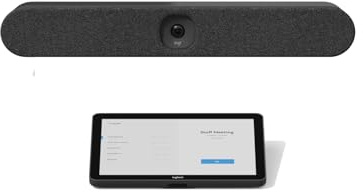 Logitech Rally Bar Huddle All-in-One Conference Camera & TAP IP Touch Controller Kit + VESA Mount – 4K UHD PTZ Camera, 4x Zoom, Speaker, 6 Mics, 10.1” Display, Oleophobic, Graphite (Renewed)