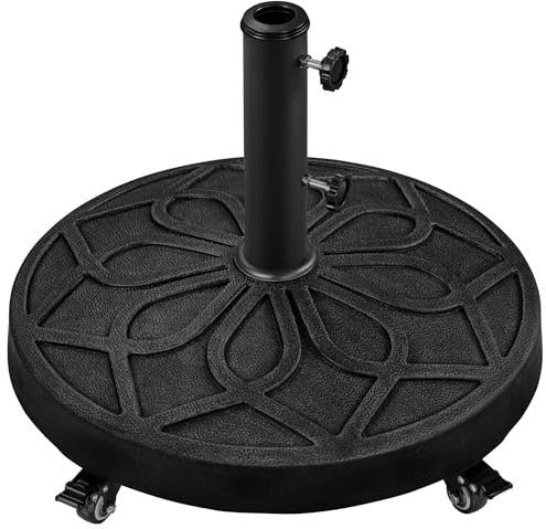 Yaheetech 20kg Patio Umbrella Base Retro Patio Rolling Heavy-duty with Wheels Self-Weight for Umbrella, Canopy, Gazebo, Awning etc. – Diameter 38mm/48mm, Black