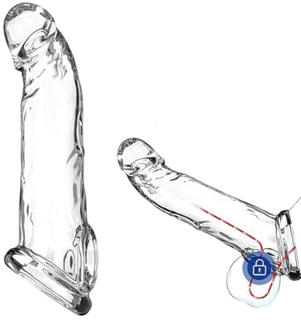 MKEWUU Manchon De Pénis En Silicone Transparent 17Cm, Preservatif Retardant D'Éjaculation Homme, Érecteur Réaliste Prolongateur Rétractable Pour Améliorer La Performance