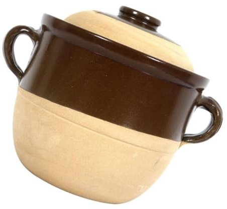 Amosfun Olla de Barro para Guisar de 2l Doble Asa, Utensilio de Cocina Casera sin Recubrimiento, Adecuado para Sopa y Postres, Olla Caliente Aislante Ahorro Energético