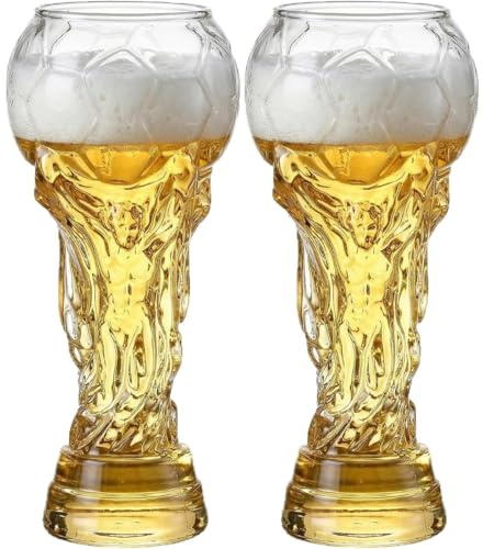 2 vasos de cerveza de la Copa del Mundo 2026, vasos de cerveza estilo trofeo para la Copa del Mundo 2026, vaso de pinta con diseño de trofeo, regalo para padres y hombres, fanáticos del fútbol