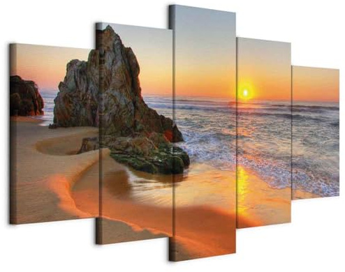 murando - Quadro Mare 200x100 cm 5 Pezzi - Stampa su Tela Canvas con Struttura - Quadri Componibili Moderni Soggiorno Grandi - Murale Arte Decorazioni da Parete Decori - Onde c-B-0463-b-m