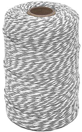 Bäckergarn, 2 mm starke gestreifte Bastelschnur aus Baumwolle, für Küche, Kochen, Gartenarbeit, Geschenkverpackungen, Floristik und Bündelung, 200 Meter