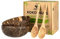 pandoo Kokosnuss Schalen 2er Set mit Kokos Löffel | 100% Naturprodukt | Plastikfreie Alternative - Handgefertigt mit Kokosöl poliert | Coconut Bowls Schüsseln | Müslischale, Kokosnuss Schale