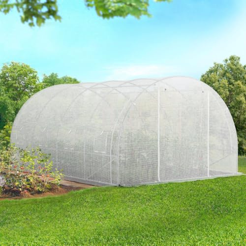 IDMarket - Ersatzplane 130 gr/m² für Gewächshaus 12m² weiß 4 Jahreszeiten Zebra