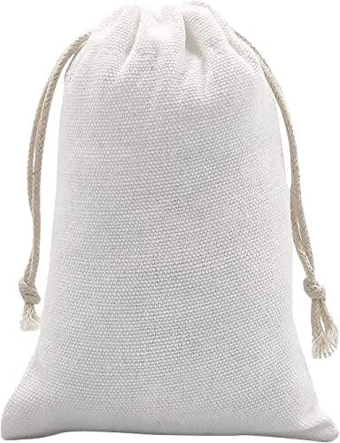 SumDirect 20 Stück Baumwoll-Musselin-Taschen, weiße, leichte Mini-Geschenktüten, atmungsaktive Beutel mit Kordelzug, wiederverwendbare Verpackung, Aufbewahrungsbeutel für Hochzeit, Party (8 x 12 cm)