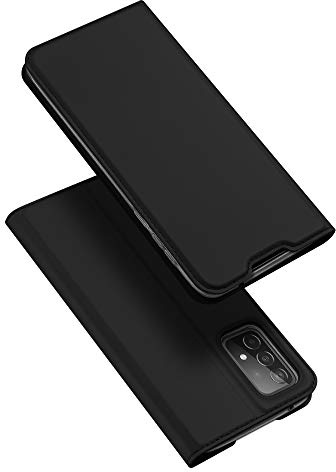 DUX DUCIS fodral för Samsung Galaxy A52, Ultra Fit Flip Folio läderfodral med [Kickstand] [kortplats] [magnetisk stängning] för Samsung Galaxy A52 (Svart)