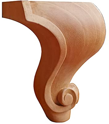 SUNHAWK 2PCS Wood Carved Queen Anne Bun Foot and Leg for Cabinet, Chest, Sofa and Furniture (Red Oak)