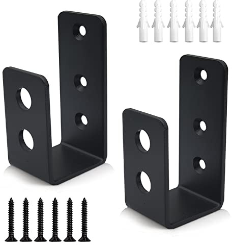 DOMUEN 2 Stück 2 x 4 Tür-Absperrklammern Stahl U-Halterung Drop-Open Bar Sicherheitshalter Türschloss Klammern für Zuhause, Scheune, Schuppen, Garage, passend für 2 x 4 Bretter, schwarz