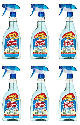 Elbow Grease Glass Cleaner with Vinegar for Windows and Mirrors, 500 ml - Window Cleaning Equipment (Pack of 6)