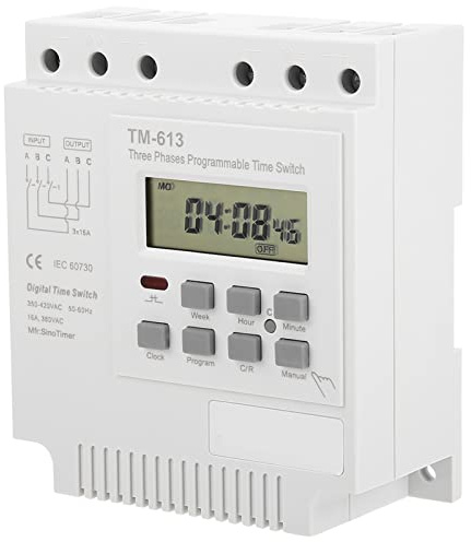Commutateur de Minuterie Programmable de Relais de Temps, TM 163 380V Triphasé Smart Digital Time Weekly Relay Control Commutateur de Minuterie de Puissance, Commutateur de Minuterie Programmable pour
