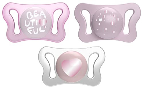 Chicco PhysioForm Micrò, Schnuller für Neugeborene, leicht, mit Mini-Brust, ergonomische Form, unterstützt die richtige Entwicklung des Mundes, 0-2 Monate, 2 Stück, Rosa/Violett