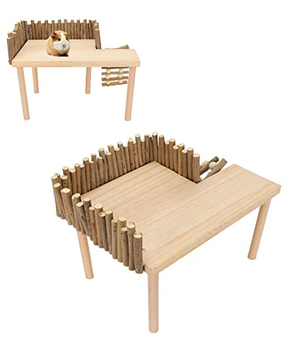 Tnfeeon Nager Spielplatz Set, Kletterset mit Stufen, Aktivitätsbrett aus Natürlichem Holz für Hamsterkäfig, Eichhörnchen und Meerschweinchen