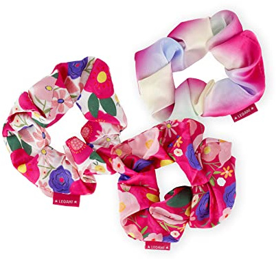Legami - Set di 3 Hair Scrunchies Hair We Are, Elastici per Capelli, Elastici arricciati con Tessuto Effetto Satinato, Beauty, Hairstyle, Tema Flowers