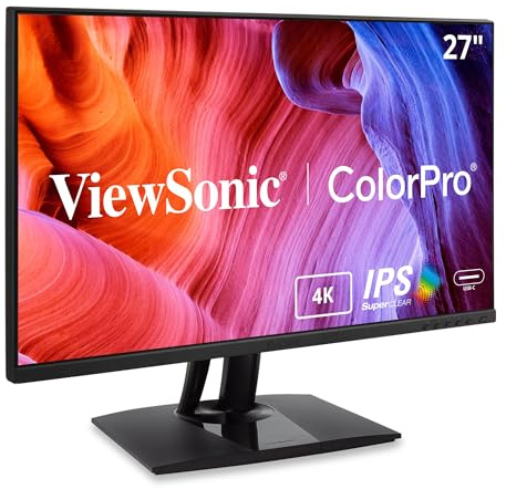 ViewSonic Monitor VP275-4K da 27 pollici IPS 4K UHD progettato per superfici con ergonomia avanzata, ColorPro 100% sRGB, 60W USB C, ingressi HDMI e DisplayPort o casa e ufficio