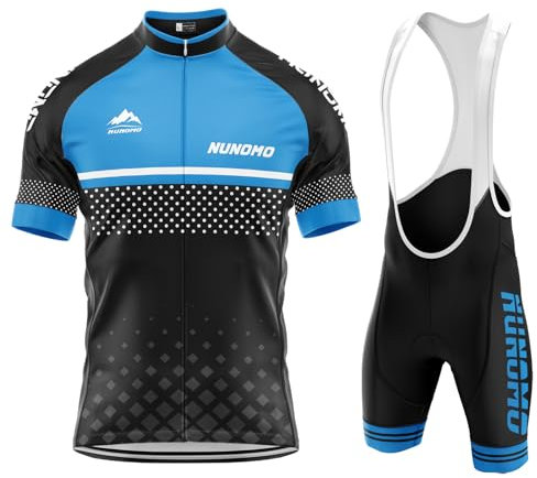 Radtrikot Set für Herren, Atmungsaktives Sommer Kurzarm atmungsaktives MTB Radtrikot Trägerhose Kits Herren mit 9D Gel Sitzpolster Schnelltrocknend, Atmungsaktiv Elastische (Type-7,M)