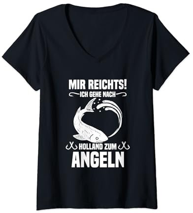 Damen Angeln Holland Angel Zubehör Niederlande Angeln Urlaub T-Shirt mit V-Ausschnitt