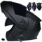 Bluetooth Integrated Flip Up Front Motorbike Helmets ECE Approved Anti-fog Dual Visors Crash Racing Motorcycle Helmet Noise Reduction Ventilation for Adults Men Women 55~62cm