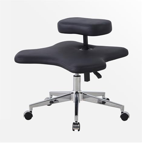 JLXJYS Kniestuhl Kniestuhl aus Kunstleder für Büro Zuhause, Schwarzer kreuzbeiniger Kniestuhl Ergonomischer Hocker mit gekreuzten Beinen, mit 5 Bremsrädern