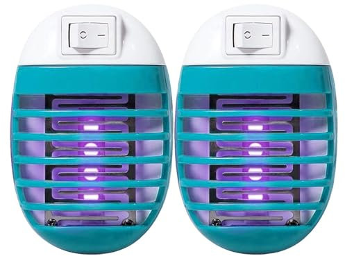 Juego De 2 Atrapasuemoscas Eléctricas De Interior Para Conectar, Lámpara Antimosquitos De Interior Enenchufable,Trampas De Moscas Plug in Fly Zappers | Enchufe La Lámpara De Luz LED Con Luz UV