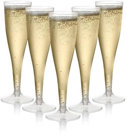 Matana - 24 Flute da Champagne Eleganti in Plastica, 130ml - Calici Plastica Rigida, Bicchieri da Brindisi per Feste, Compleanni, Matrimoni - Resistenti, Lavabili e Riutilizzabili