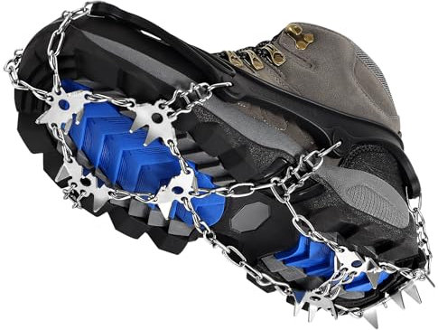 Grödel Steigeisen – Spikes für Schuhe Winter, 28-Zähne Edelstahl Schuhspikes Anti-Rutsch, Anti-Rutsch Schuhspike für Mann Frau Erwachsene Kinder Fit für Wandern Trail Running Trekking（XL）