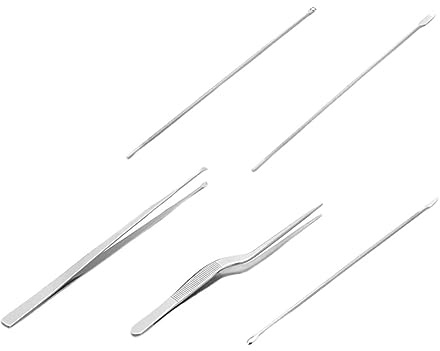 SEWOART Eliminador de Cerumen Seguro para Limpieza de Oídos Juego de 5 Cucharas Diferentes Formas y Color Plata de Acero Inoxidable para Adultos