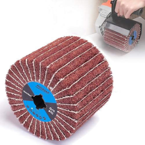 MOGRQAP Tambor Pulidor con Papel Lija Grano 80 para Metal Madera | Fibra Nylon Papel Lija, Lijado Medio