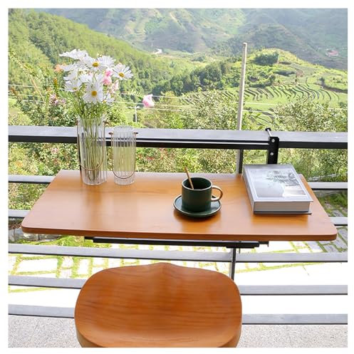 Verstellbarer klappbarer Balkonhängetisch für Geländer, schwarz, Terrasse, Couchtisch, mit verstellbarer Höhe, ideal für Garten, Veranda und kleine Räume, 60 x 35 cm