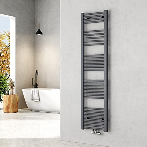 EMKE Handtuchheizkörper 1600x400 mm - Gerade Badheizkörper mit Mittelanschluss, Effizienter Handtuchwärmer Handtuchtrockner Heizkörper für Bad, Anthrazit, 547W