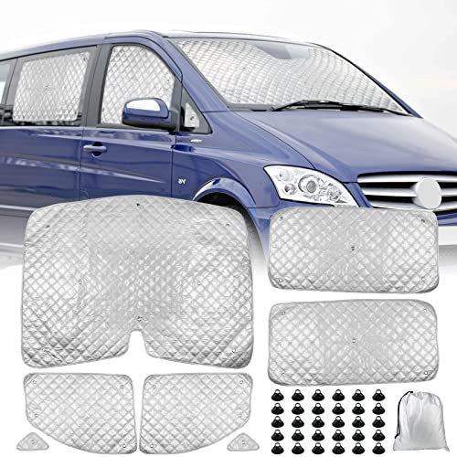 Opaltool Parasol para Parabrisas para 2003-2014 Mercedes-Benz Vito II W639/Viano, 7 PCS Juego de Parasol Térmico Interno, Bloquea Rayos UV, Ofrece Privacidad y Protección Solar Eficaz