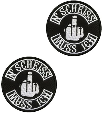 2 StückN'SCHEISS MUSS ICH Lustige Patches Taktische Abzeichen Bestickt,Emblem zum Hook and Loop auf Applikationen Kleidung,Rucksack,Jeans,Jacken,Hosen,Mützen,DIY-Zubehör,Uniform,Biker.