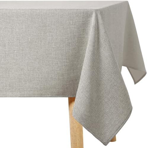 Homaxy Glitzer Tischdecke Abwaschbar Leinenoptik Rechteckig 130x160cm Tischtuch Wasserabweisend mit Lotuseffekt Fleckschutz Tischwäsche für Wohnzimmer, Esszimmer, Party, Hellgrau