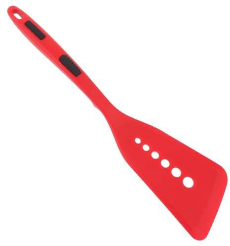 DECHOUS Heat-Resistant Silicone Spatula Turner with Anti-Scald Design, Small Kitchen Spatula for Cooking Fish and Pancakes, Stylish and Unique Design Red Kitchen Utensil