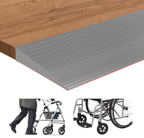 Rampas para Silla de Ruedas, Longitud 1m Carga de 800 kg Umbral de Uuerta, Carritos de Compras, Cochecitos, Robots Barriendo, Rampa de Umbral Autoadhesivo (Gris, Altura 1 cm, Ancho 5 cm)