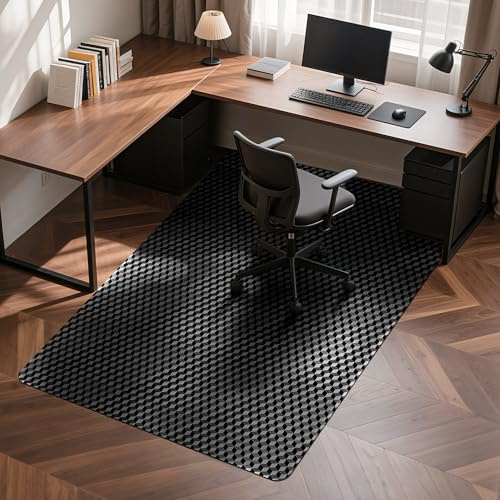 BesWin Office Chair Mat for Hard Floors, 120x150cm Heavy Duty Large Computer Desk Chair Mats for Hardwood Floor, Anti-Slip Under Chair Floor Protector Mat for Home Office, Gaming - Black
