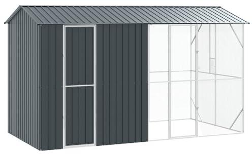 vidaXL Vogelkäfig Anthrazit 430 x 208 x 247 cm Verzinkter Stahl | Hält richtig gut stand, Bietet deinen Vögeln viel Platz, Perfekt für deinen Garten oder Hinterhof